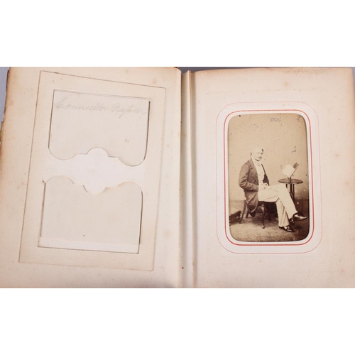 196 - A Victorian carte de visite album, containing approximately thirty photographs of nobility, etc