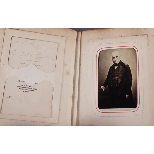 196 - A Victorian carte de visite album, containing approximately thirty photographs of nobility, etc