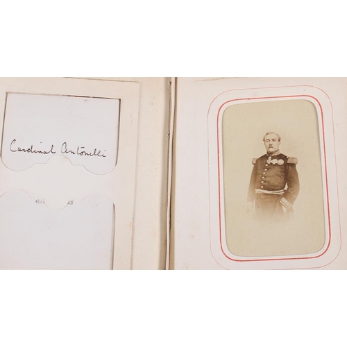 196 - A Victorian carte de visite album, containing approximately thirty photographs of nobility, etc