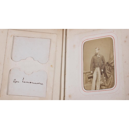 196 - A Victorian carte de visite album, containing approximately thirty photographs of nobility, etc