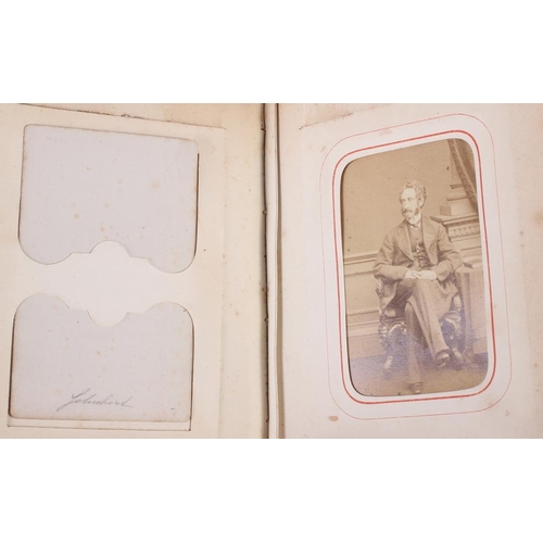 196 - A Victorian carte de visite album, containing approximately thirty photographs of nobility, etc