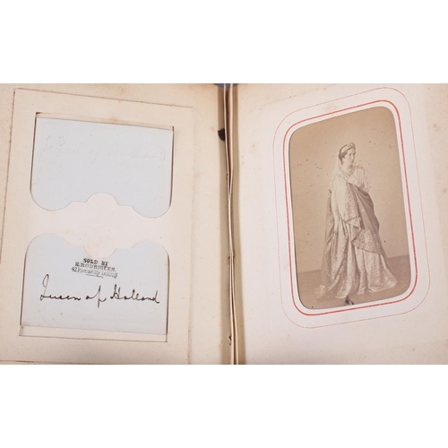 196 - A Victorian carte de visite album, containing approximately thirty photographs of nobility, etc