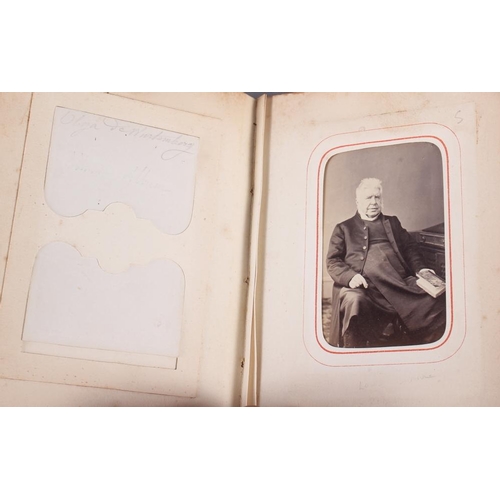 196 - A Victorian carte de visite album, containing approximately thirty photographs of nobility, etc