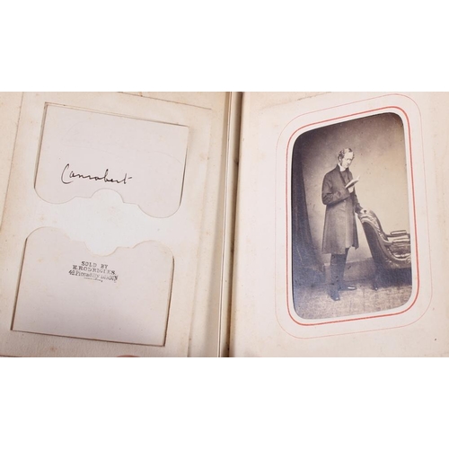 196 - A Victorian carte de visite album, containing approximately thirty photographs of nobility, etc