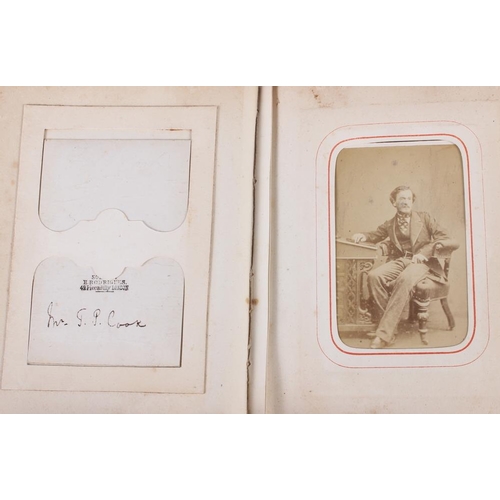 196 - A Victorian carte de visite album, containing approximately thirty photographs of nobility, etc