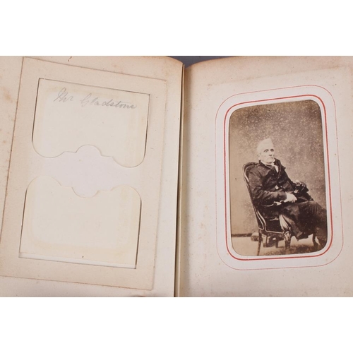 196 - A Victorian carte de visite album, containing approximately thirty photographs of nobility, etc