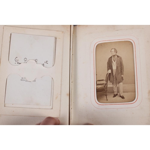 196 - A Victorian carte de visite album, containing approximately thirty photographs of nobility, etc