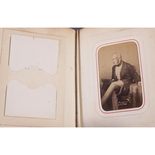 196 - A Victorian carte de visite album, containing approximately thirty photographs of nobility, etc