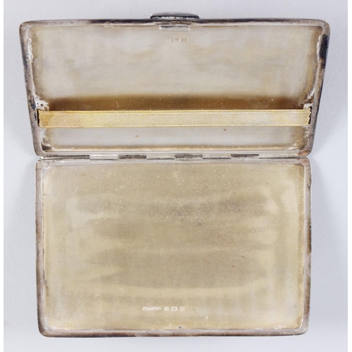 287 - A silver cigarette case with engine turned decoration, a child's silver spoon and pusher, a silver n... 