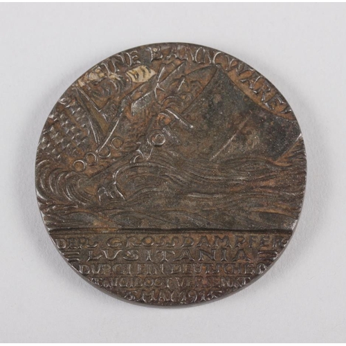 309 - A bronze Lusitania medallion, a collection of world coins and banknotes, two gentlemen's wristwatche... 