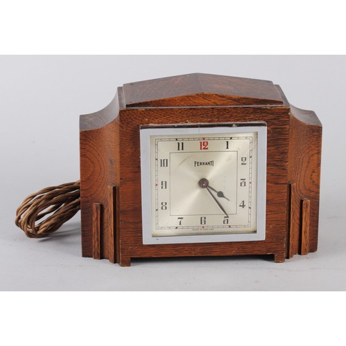 139 - A Ferranti 1930s oak cased electric mantel clock, 7