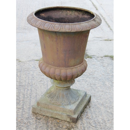 596 - A cast iron campana urn, 22