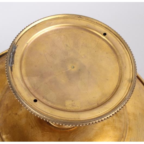 136 - A gilt brass tazza with silvered portrait medallion of an unknown prince