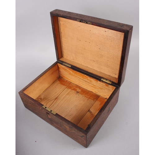 143 - A rosewood writing box with mother-of-pearl inset, 13 3/4