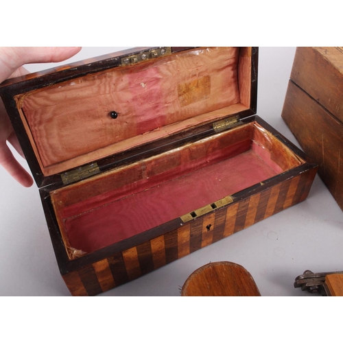 144 - A Tunbridge banded writing box, 11 3/4