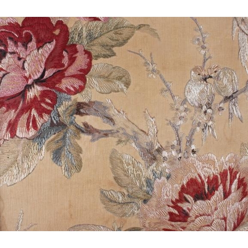 164 - A silk embroidery with birds, trees and flowers, 22