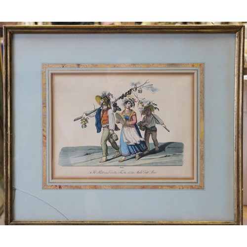 316 - Moller: a set of eleven 19th century hand-coloured print, Italian regional costumes, in gilt frames