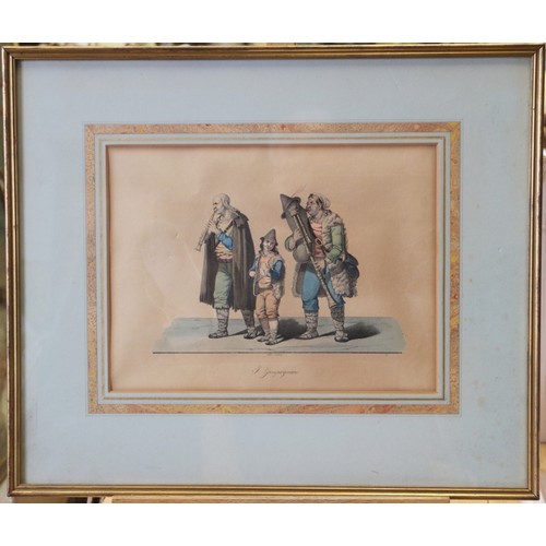 316 - Moller: a set of eleven 19th century hand-coloured print, Italian regional costumes, in gilt frames