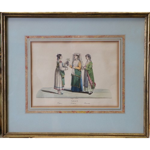 316 - Moller: a set of eleven 19th century hand-coloured print, Italian regional costumes, in gilt frames