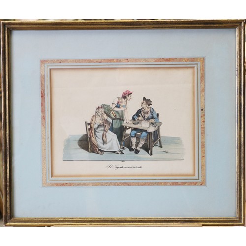 316 - Moller: a set of eleven 19th century hand-coloured print, Italian regional costumes, in gilt frames