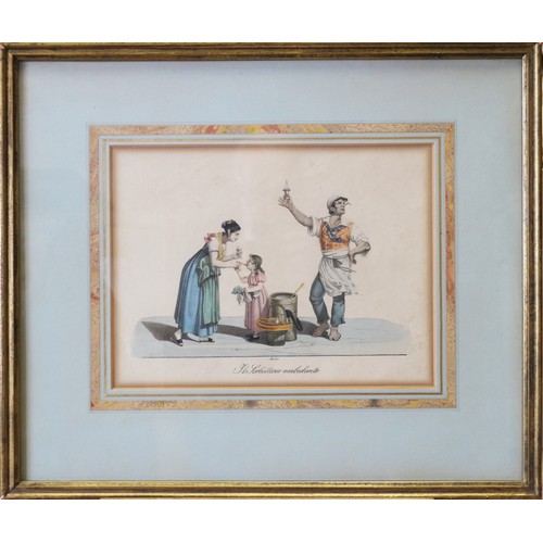 316 - Moller: a set of eleven 19th century hand-coloured print, Italian regional costumes, in gilt frames