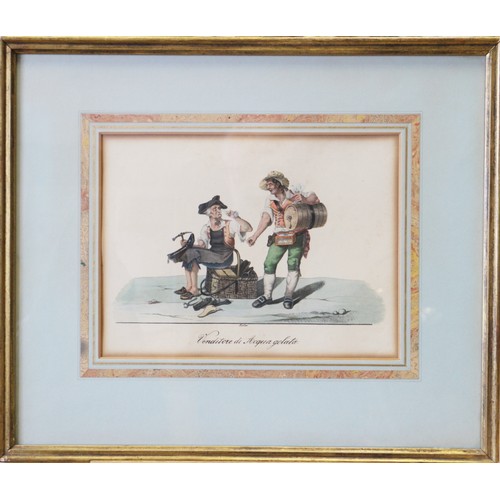 316 - Moller: a set of eleven 19th century hand-coloured print, Italian regional costumes, in gilt frames