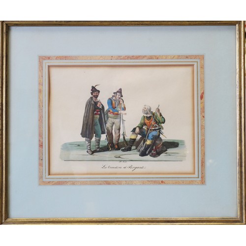 316 - Moller: a set of eleven 19th century hand-coloured print, Italian regional costumes, in gilt frames