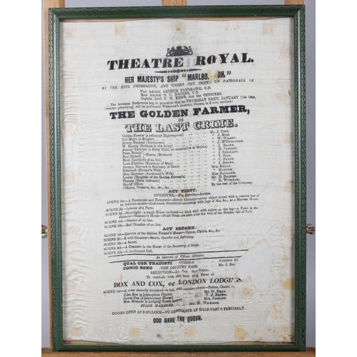 264 - A mid 19th century printed on silk Theatre Royal advert for 