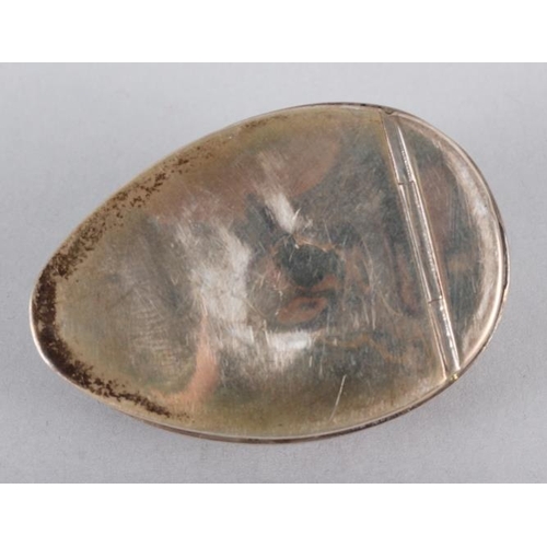 281 - A Georgian white metal mounted cowrie shell snuffbox, maker's mark stamped to lid