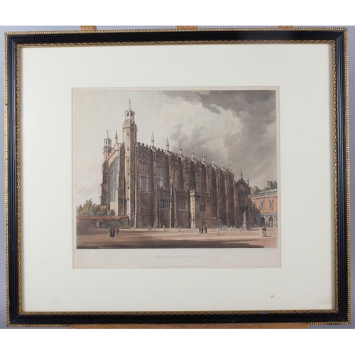 322 - Westall: four 19th century coloured aquatints, views of Eton College, in ebonised and gilt frames