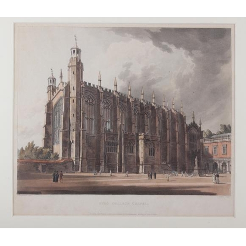 322 - Westall: four 19th century coloured aquatints, views of Eton College, in ebonised and gilt frames