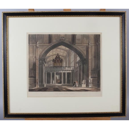 322 - Westall: four 19th century coloured aquatints, views of Eton College, in ebonised and gilt frames