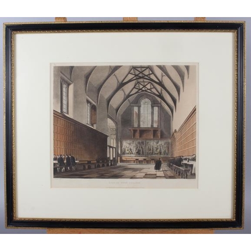 322 - Westall: four 19th century coloured aquatints, views of Eton College, in ebonised and gilt frames