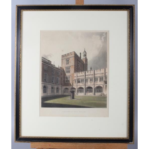 322 - Westall: four 19th century coloured aquatints, views of Eton College, in ebonised and gilt frames