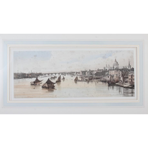 323 - A pair of 19th century hand-coloured lithographs, London views, in wash line mount and gilt frames