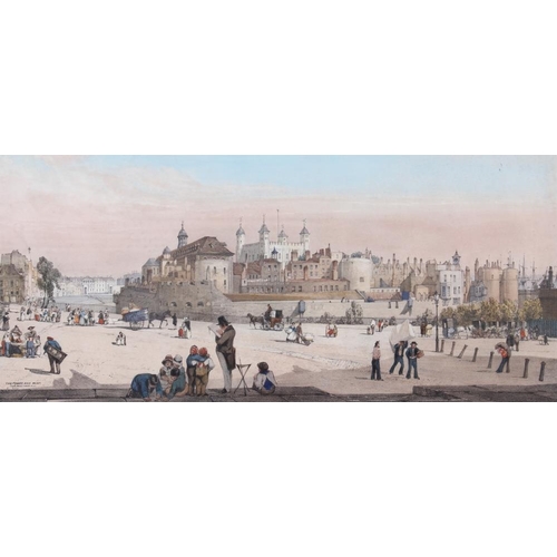 323 - A pair of 19th century hand-coloured lithographs, London views, in wash line mount and gilt frames