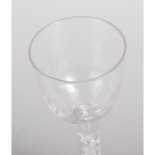 33 - An air twist stem moulded glass ogee wine, 6