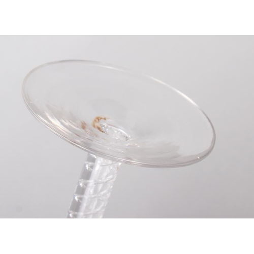 33 - An air twist stem moulded glass ogee wine, 6