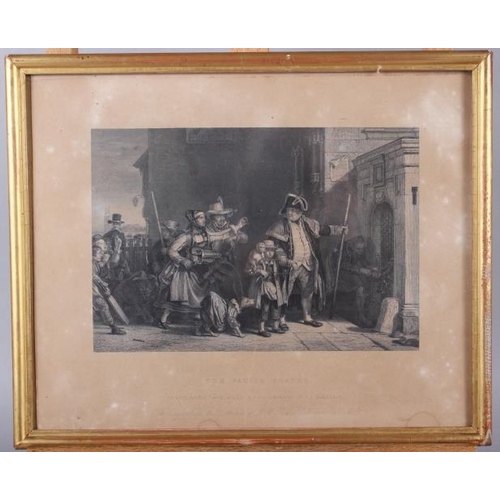 333 - After David Wilkie: four black and white engravings, interior scenes, in gilt frames, and a pair of ... 