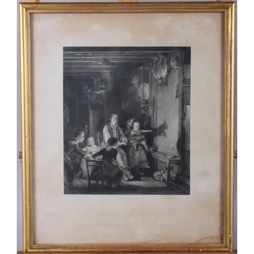 333 - After David Wilkie: four black and white engravings, interior scenes, in gilt frames, and a pair of ... 