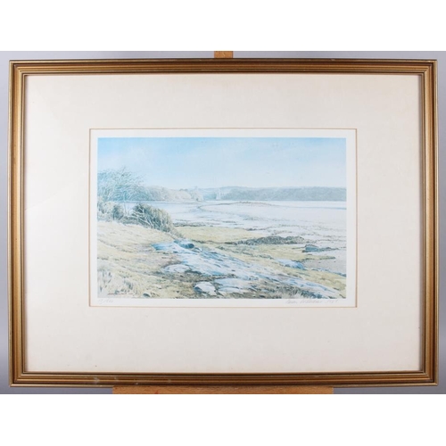 338 - Thomas Bush Hardy: a colour print, view of Criccieth Castle, Leuan Williams: a colour print, view of... 