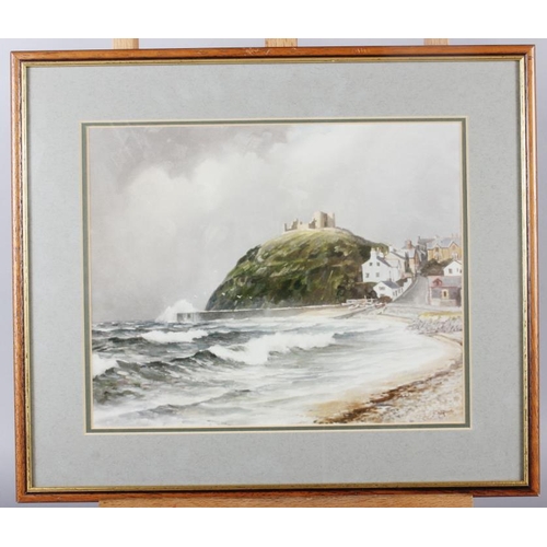 338 - Thomas Bush Hardy: a colour print, view of Criccieth Castle, Leuan Williams: a colour print, view of... 