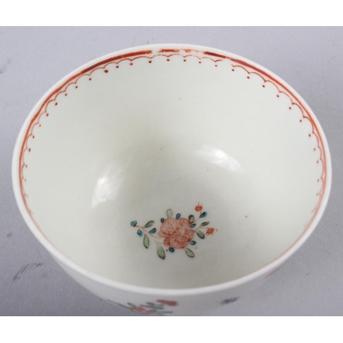 45 - An 18th century English porcelain tea bowl, decorated insects and flowers, a Ridgeway jug with flora... 