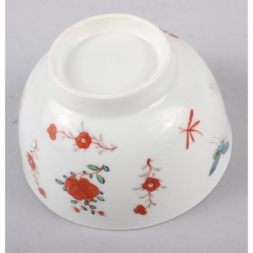 45 - An 18th century English porcelain tea bowl, decorated insects and flowers, a Ridgeway jug with flora... 