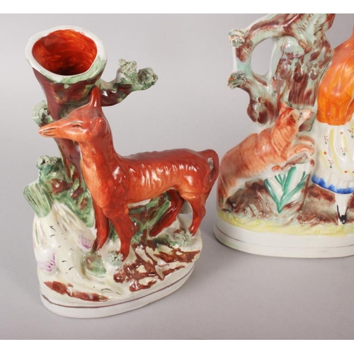 54 - Eight Staffordshire figure spill vases, including Little Red Riding Hood, 10