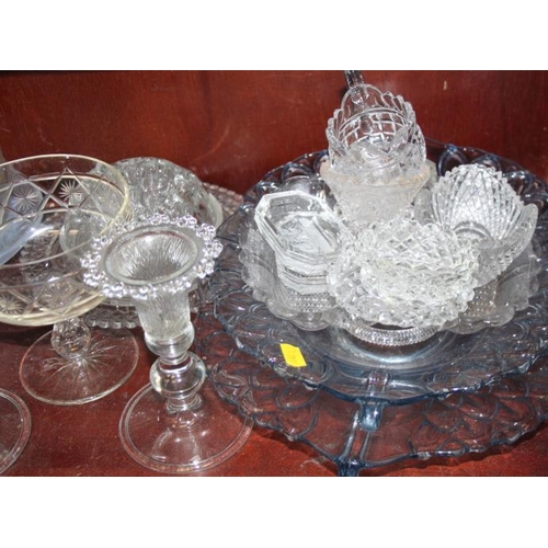 91 - Three opaque glass wines, a pair of candlesticks, glass salts, jugs and other items