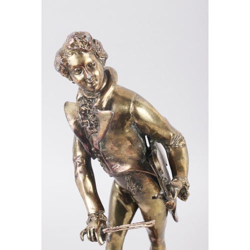 117 - After Barthelemy - A bronzed figure of a young man with a violin, 