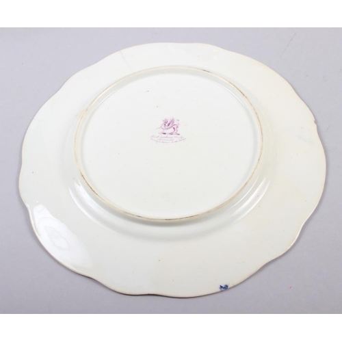 1 - A Rockingham porcelain part dessert service, comprising six plates and two dessert dishes with grey ... 