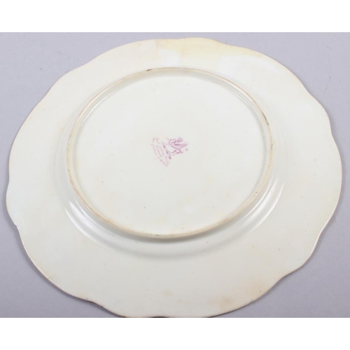 1 - A Rockingham porcelain part dessert service, comprising six plates and two dessert dishes with grey ... 