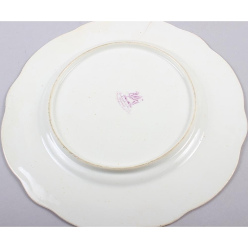 1 - A Rockingham porcelain part dessert service, comprising six plates and two dessert dishes with grey ... 